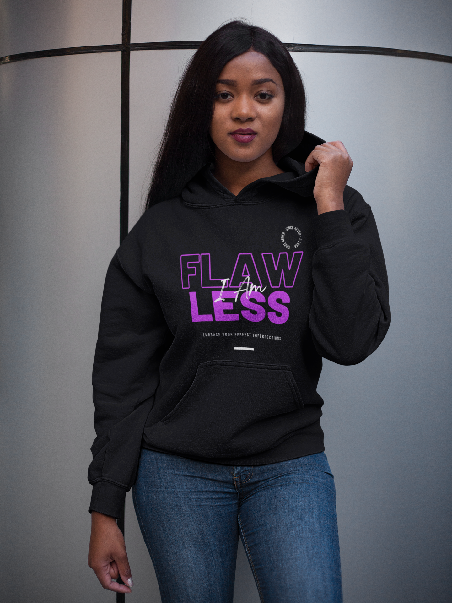 I Am Flawless Unisex Hooded Sweatshirt by SheWear (Dark Hoodie)