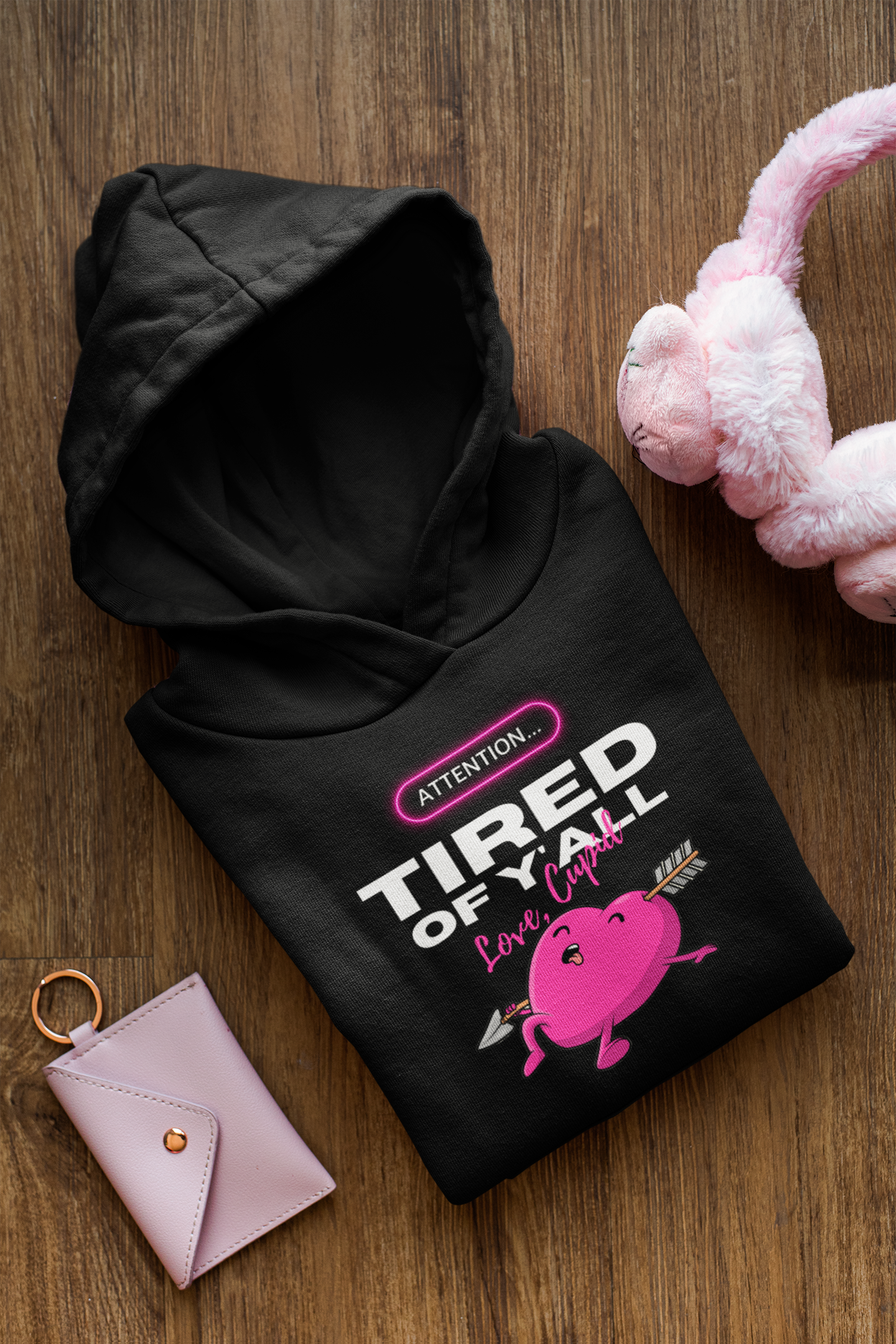 Love, Cupid Unisex Hooded Sweatshirt by SheWear (Dark Hoodie)