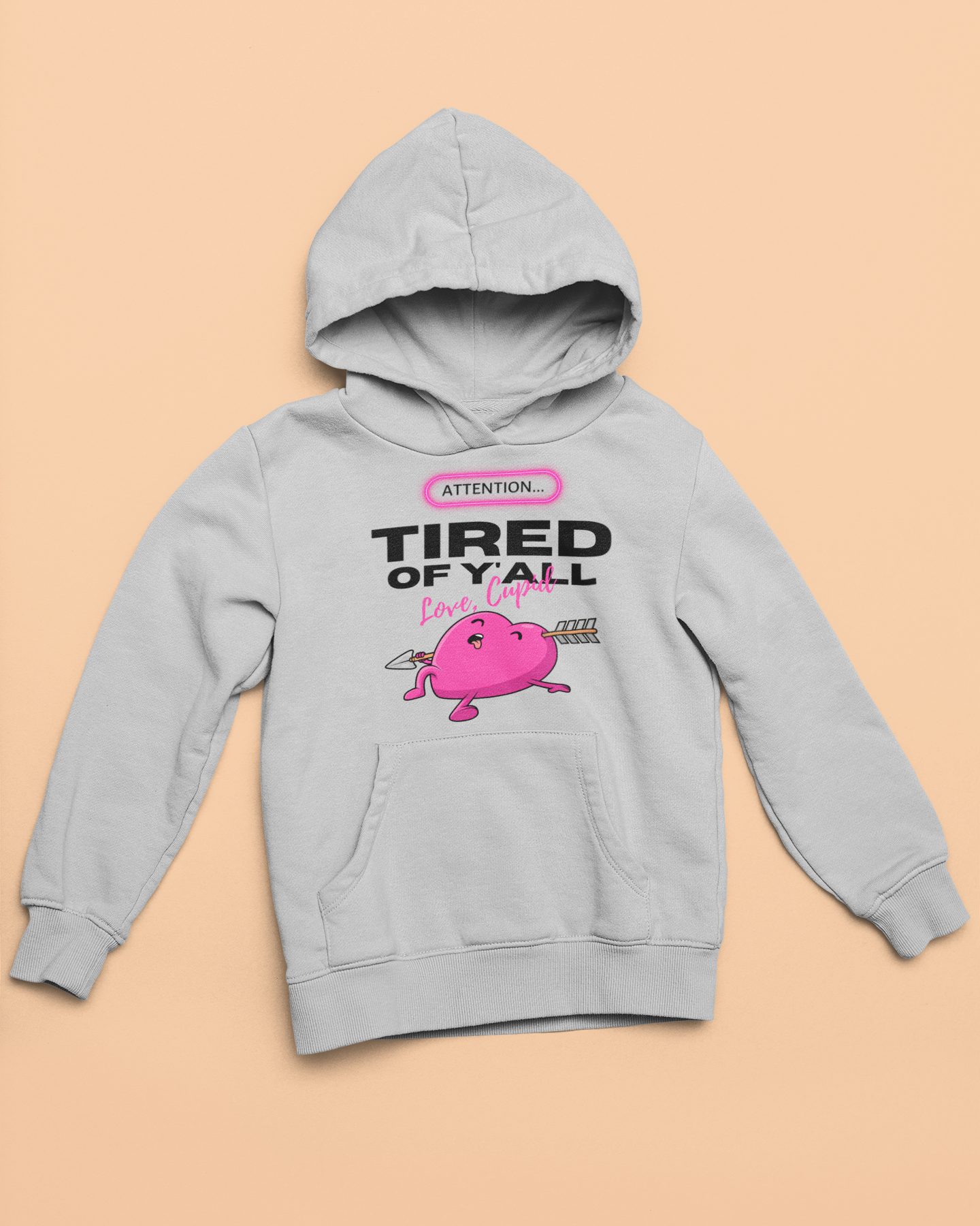 Love, Cupid Unisex Hooded Sweatshirt by SheWear (Light Hoodie)